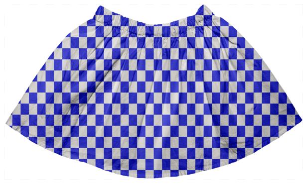 Bright Blue Gingham Full Skirt