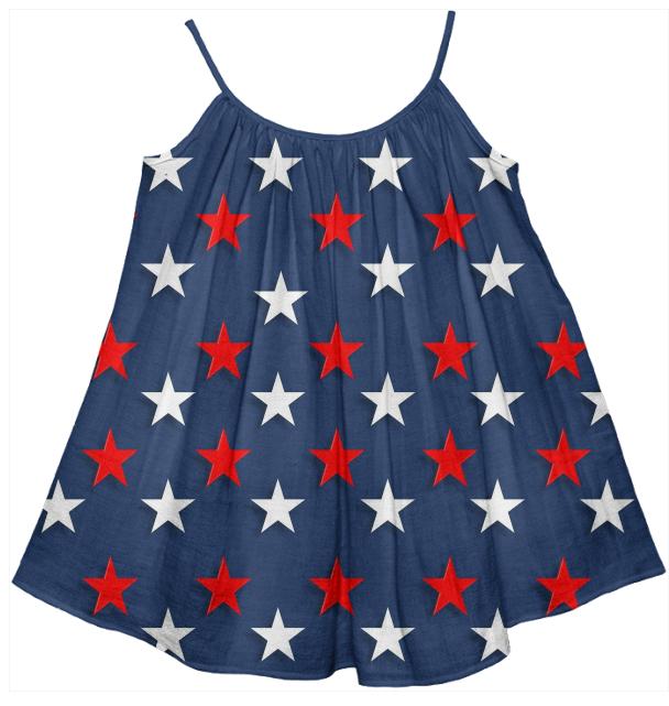 Navy Red White Stars Kids Tent Dress
