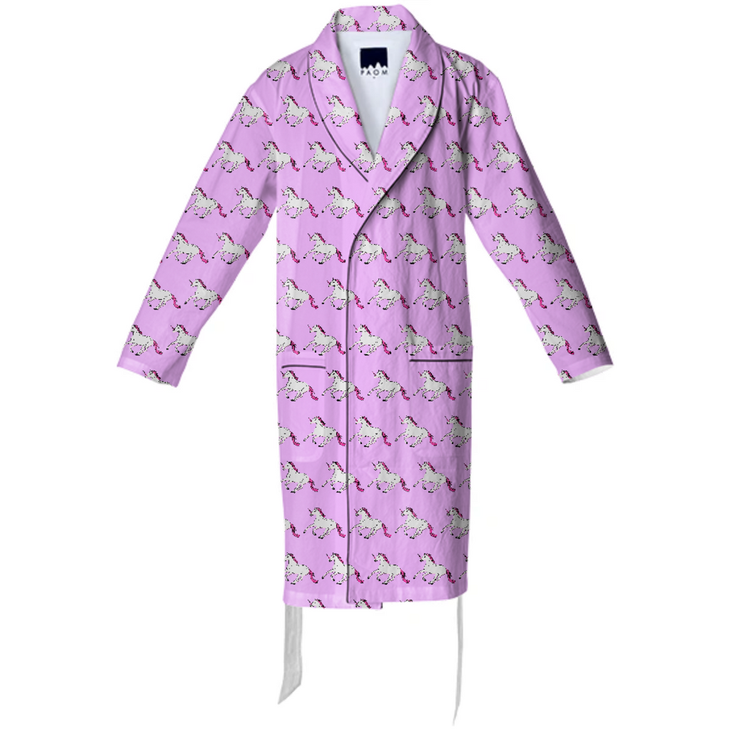 Pink unicorns pattern cotton robe