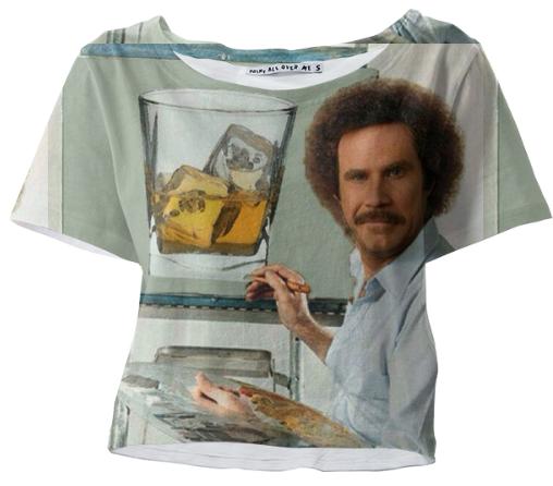 Scotch on the Rocks Painting with Bob Will Farrell Ross Crop Tee