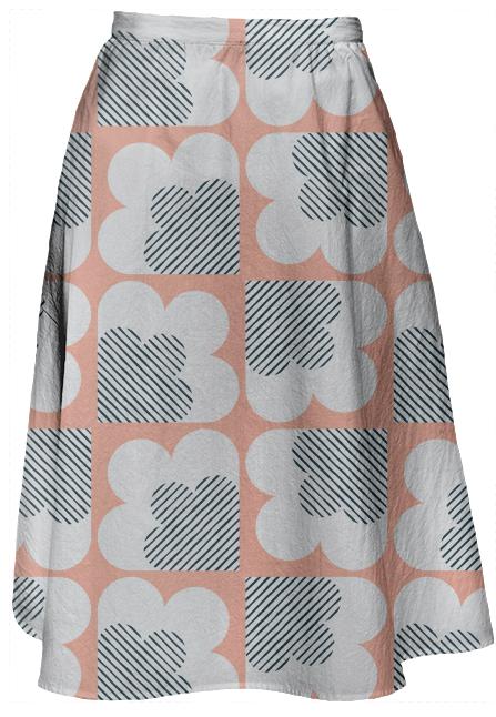 Pink Mod Floral Midi Skirt