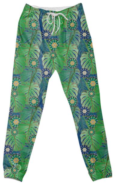 Tropical Plant Cotton Pants