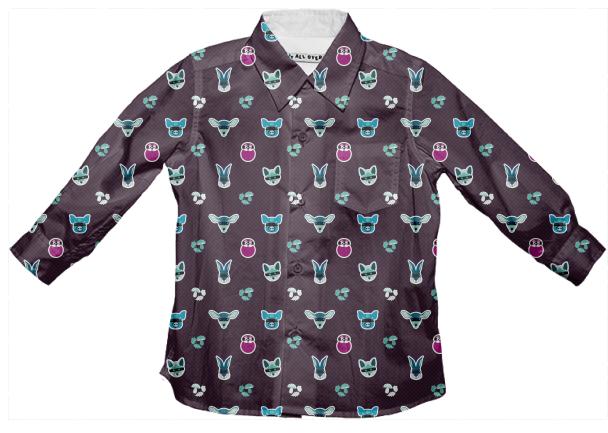 Baby Animals Kids Button Down