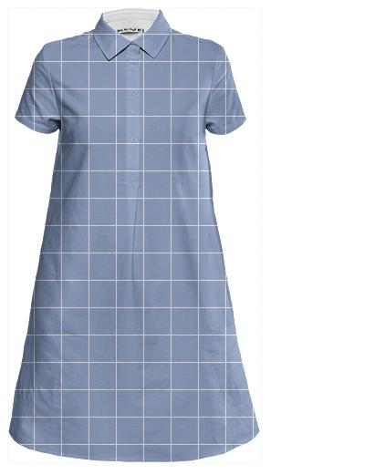 Pantone Serenity Large Grid Shirt Dress