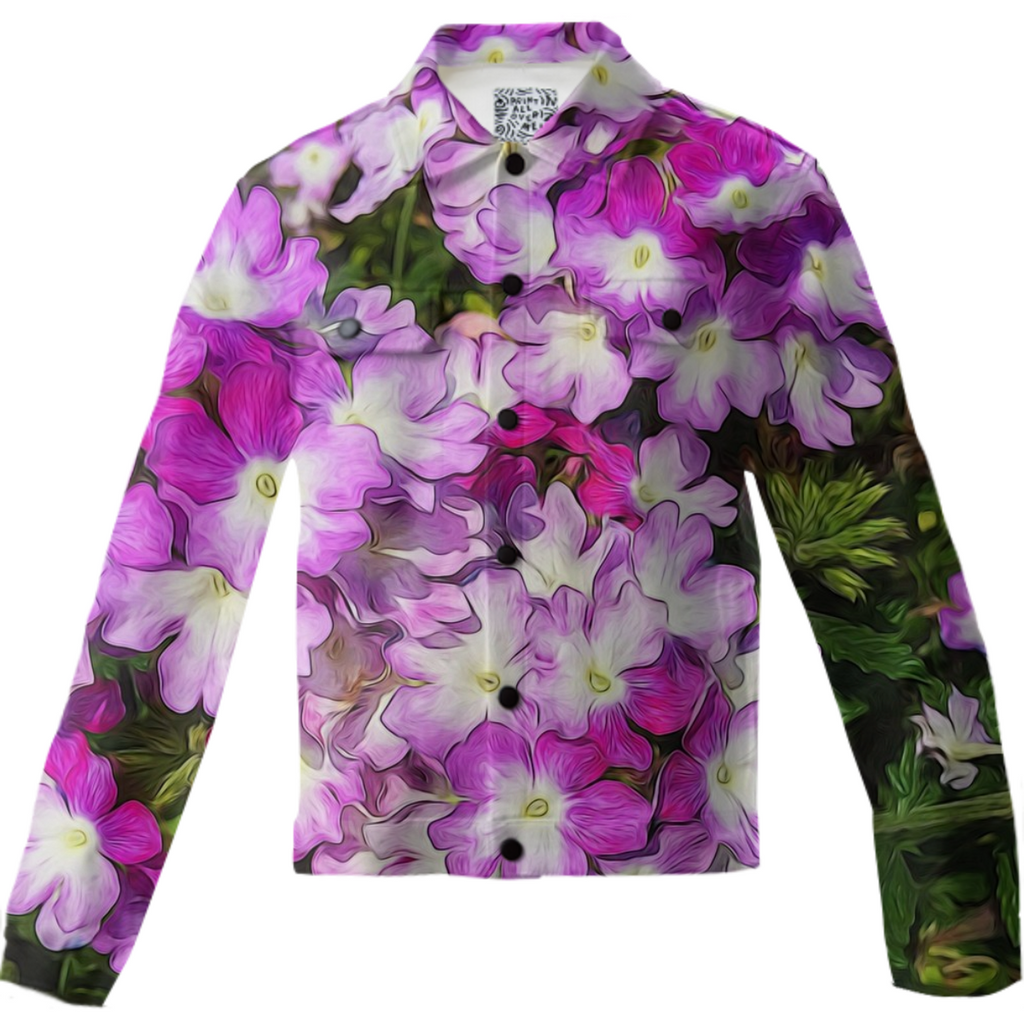 Purple and White Flowers Twill Jacket