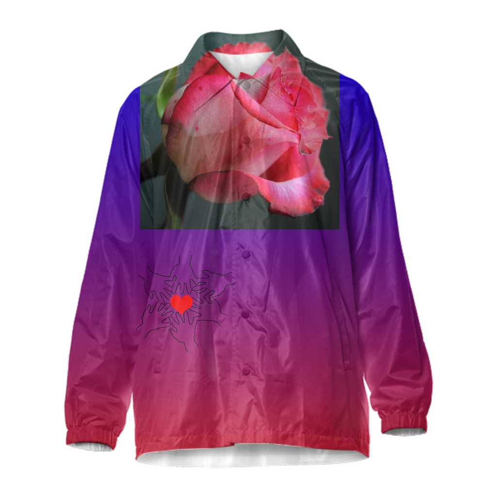 Red and Pink Rose Coach Jacket