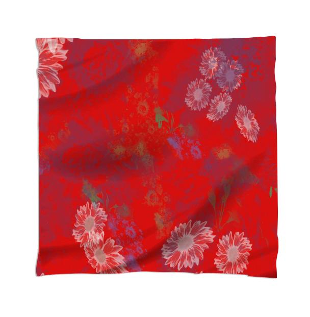 Red Floral 36 Inch Scarf