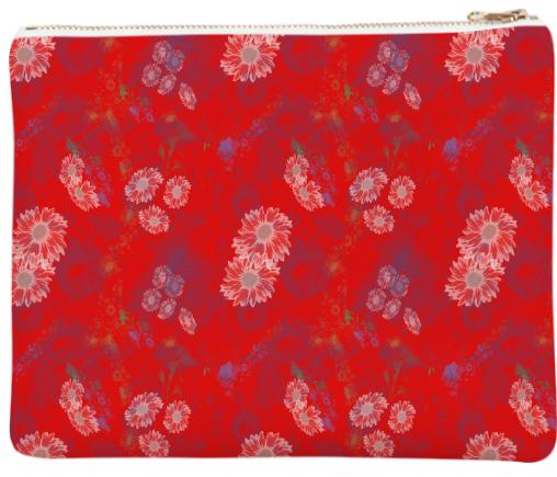 Red Floral Neoprene Clutch