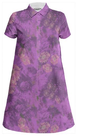 Mauve Floral Mini Shirt Dress
