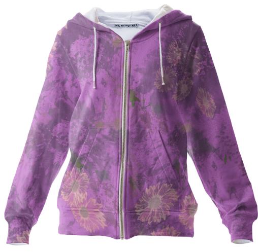 Mauve Floral Zip Up Hoodie