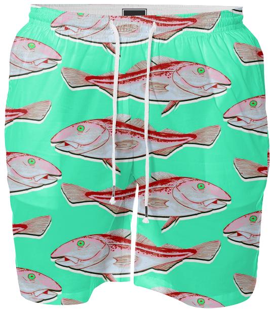 Something s Fishy Swim Trunks in Aqua