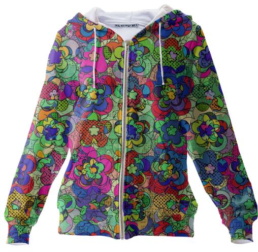 Retroblooming zip up hoodie