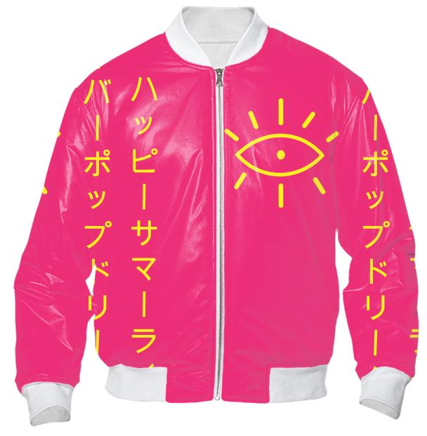 Summer Rising Iconic Pink Yellow Bomber Jacket