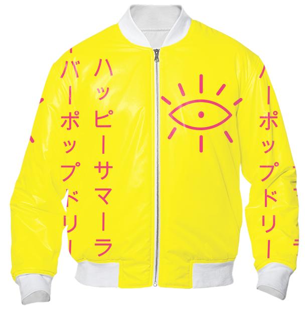 Summer Rising Iconic Yellow Pink Bomber Jacket