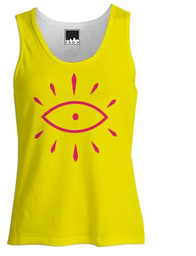 Summer Rising Single Seeing Yellow Pink Fitted Tank Top