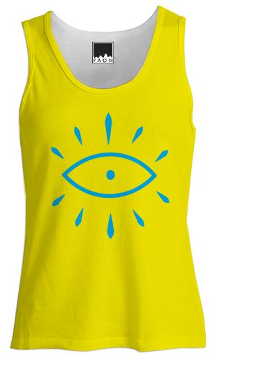 Summer Rising Single Seeing Yellow Blue Fitted Tank Top