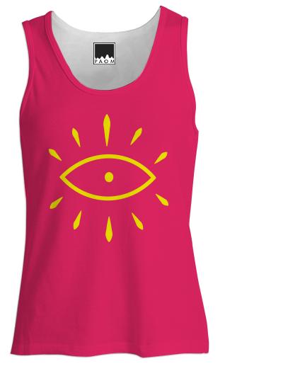 Summer Rising Single Seeing Pink Yellow Fitted Tank Top