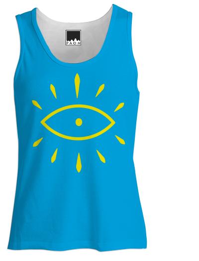 Summer Rising Single Seeing Blue Yellow Fitted Tank Top