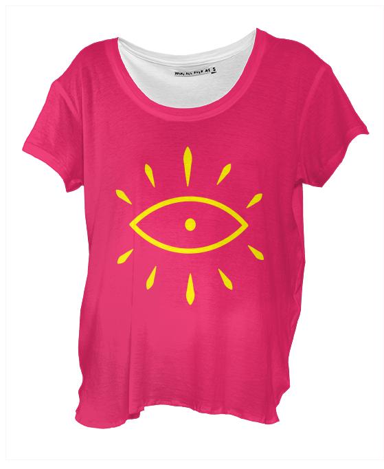 Summer Rising Single Seeing Pink Yellow Drape Shirt