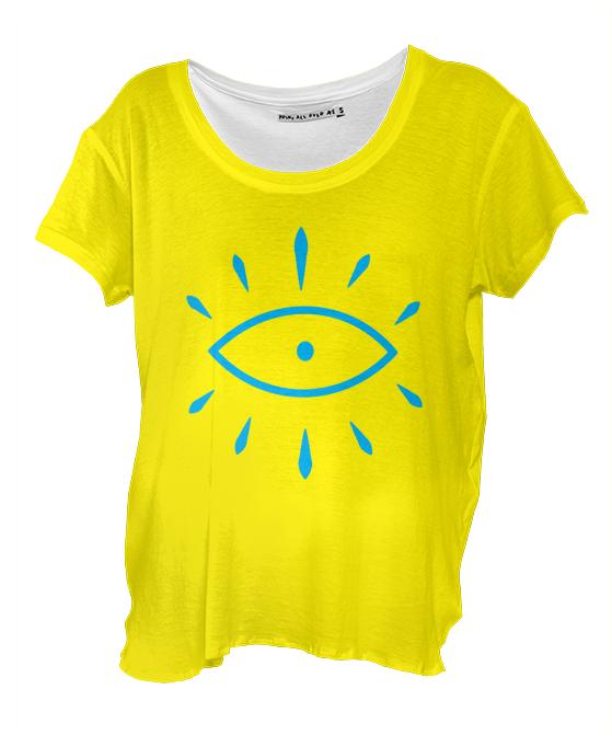 Summer Rising Single Seeing Yellow Blue Drape Shirt