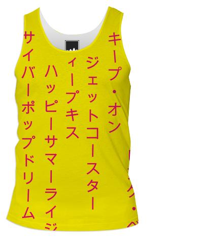 Summer Rising Katakana Yellow Pink Tank Top