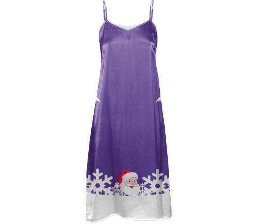 SANTA CLAUS SNOWFLAKE CHRISTMAS SLIP DRESS