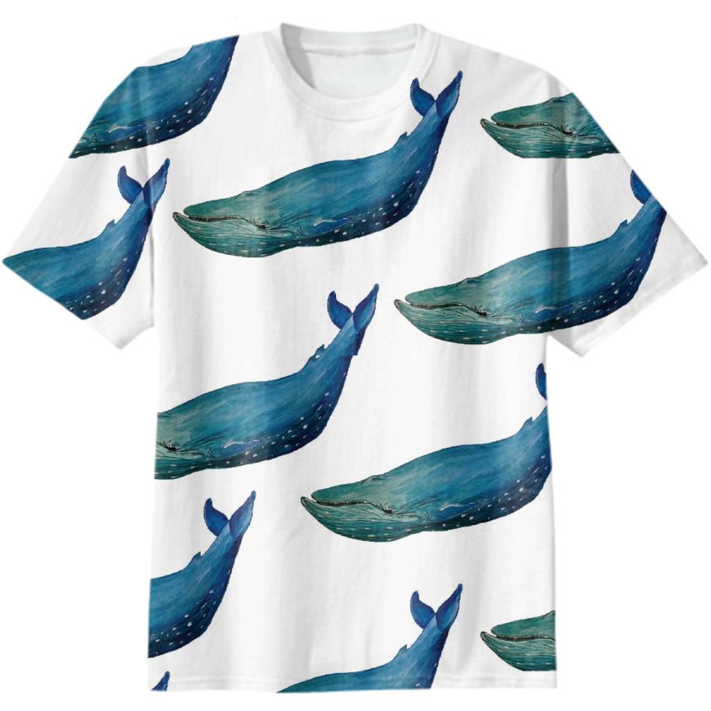 Whale Painting White T Shirt StitchPrism