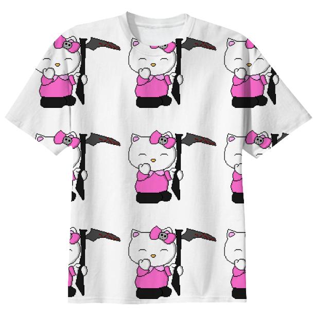 Hello Kitty Rwaper HELLO KITTY GRIM REAPER KAWAII GOTH PIXEL TEE – PAOM