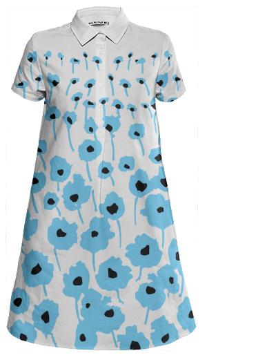 Preppy Blue Poppy Trapeze Dress