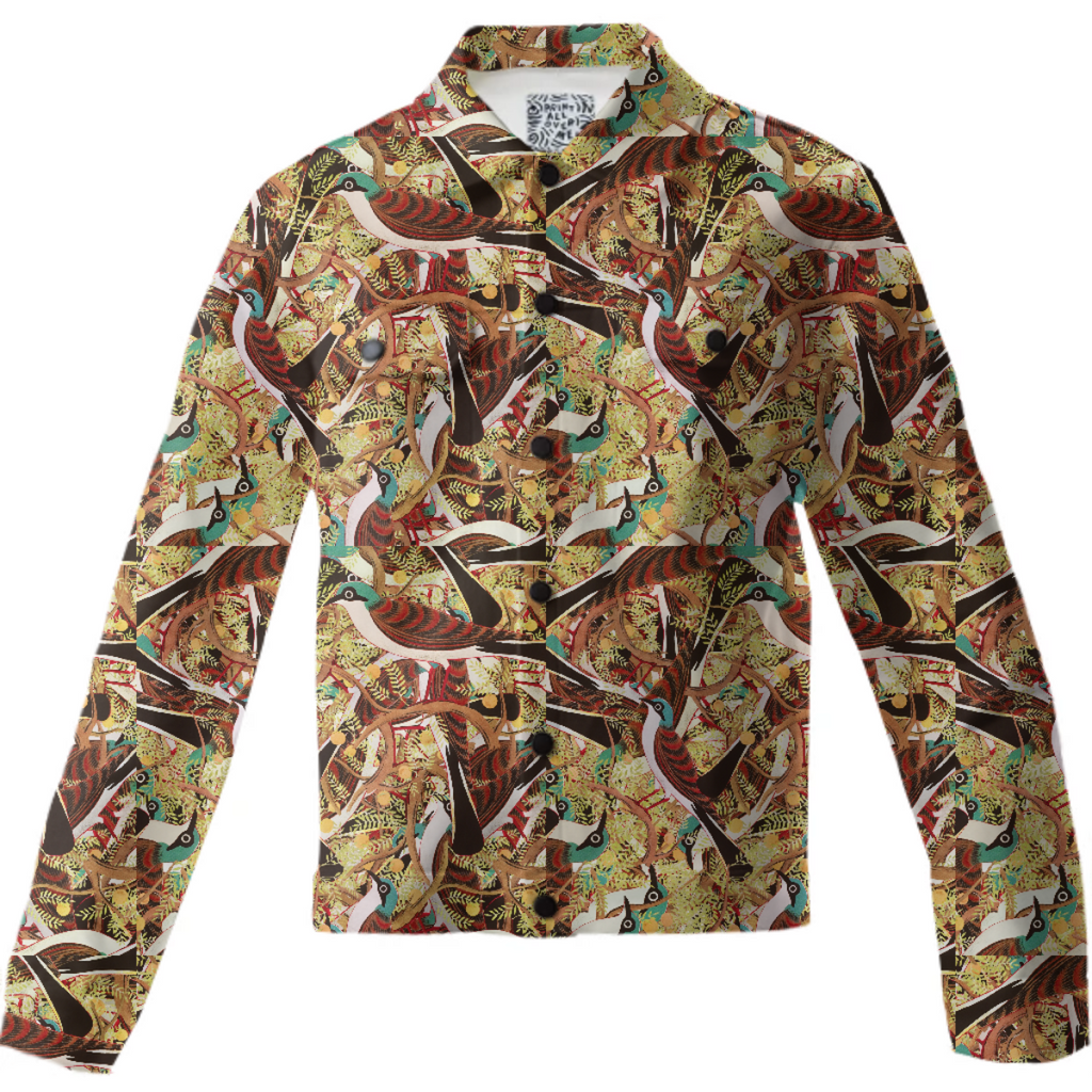 Floral Pattern with Birds And Leaves