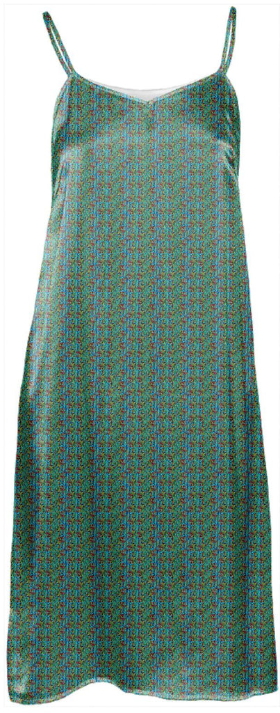 Elegant Green Pattern Slip Dress