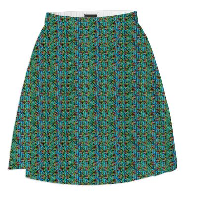 Elegant Green Pattern Summer Skirt