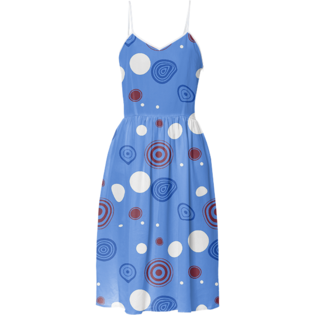 Ocean Waves Polkadots Summer Dress
