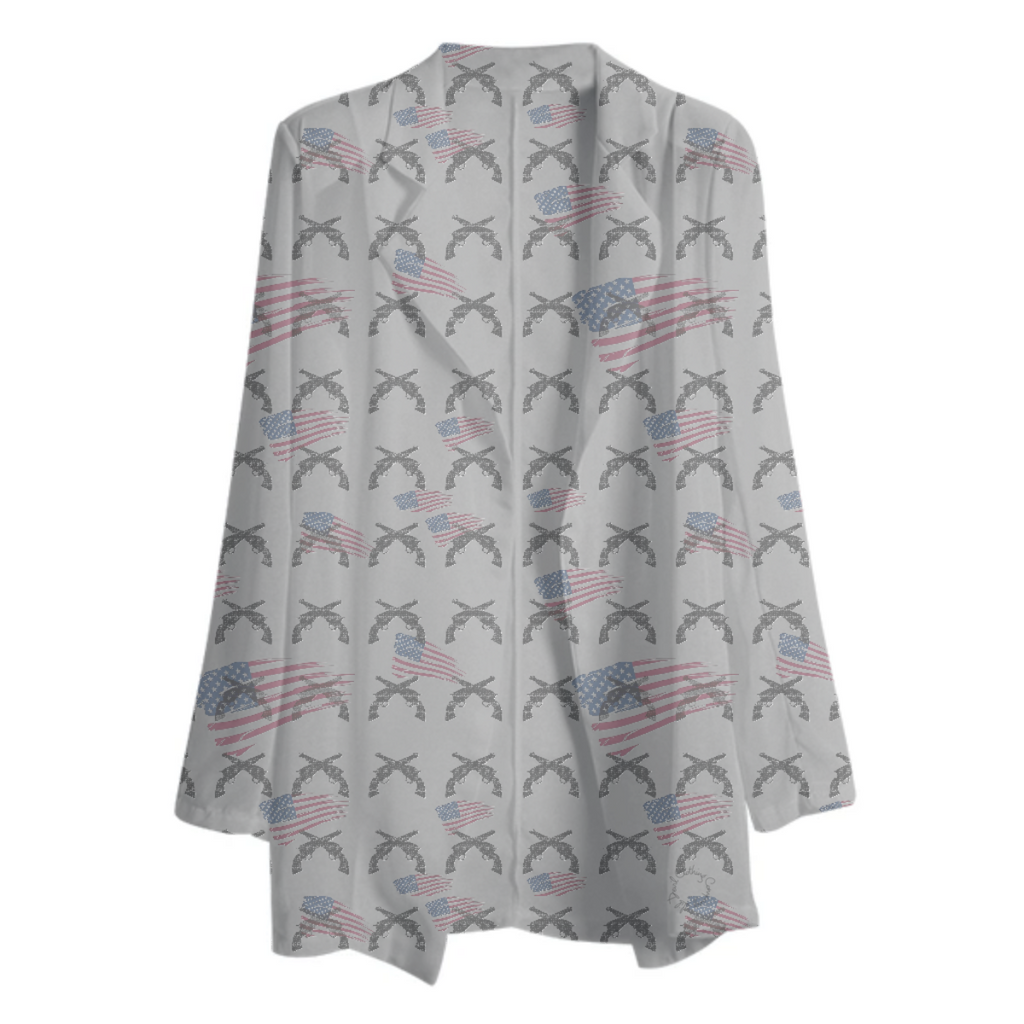 Chiffon blazer American Theme print