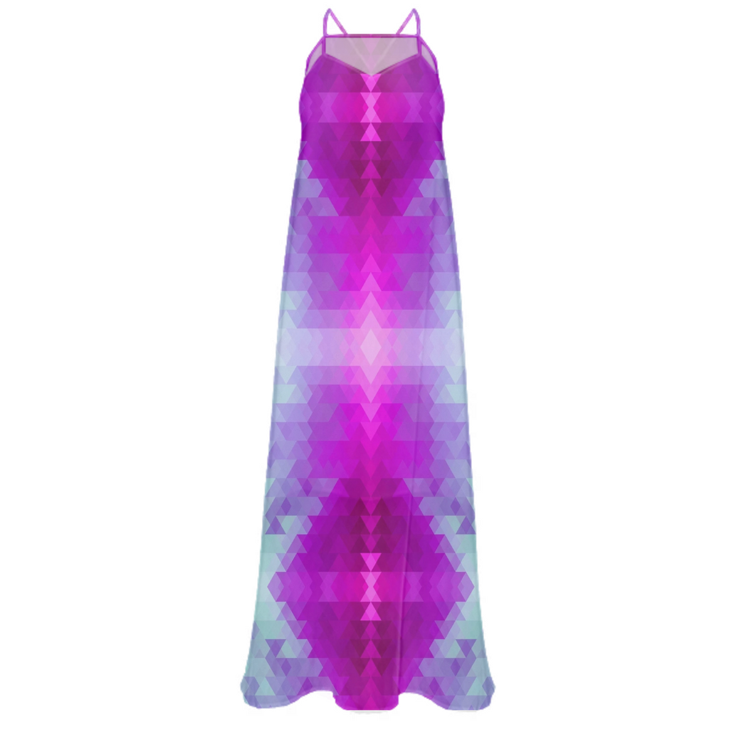 Purple Blue Aztec Chiffon Maxi Dress