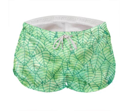 Green foliage Mens Short Shorts