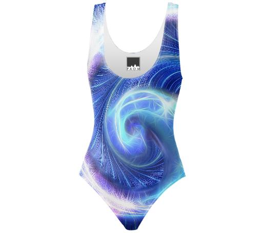 Blue Spiral Sparkle Wave Swimsuit