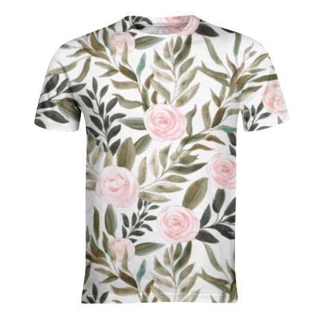 Tshirt with roses on white