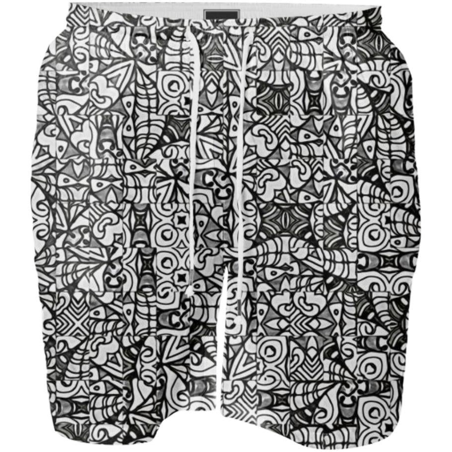 SWIM SHORT Black and White Design