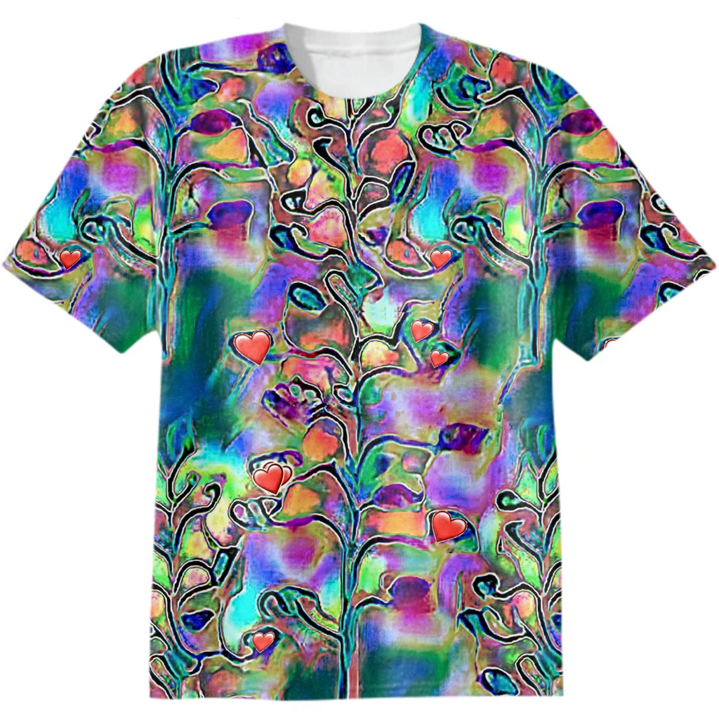 hearts  tree, colorful watercolor, gradient, st. valentine