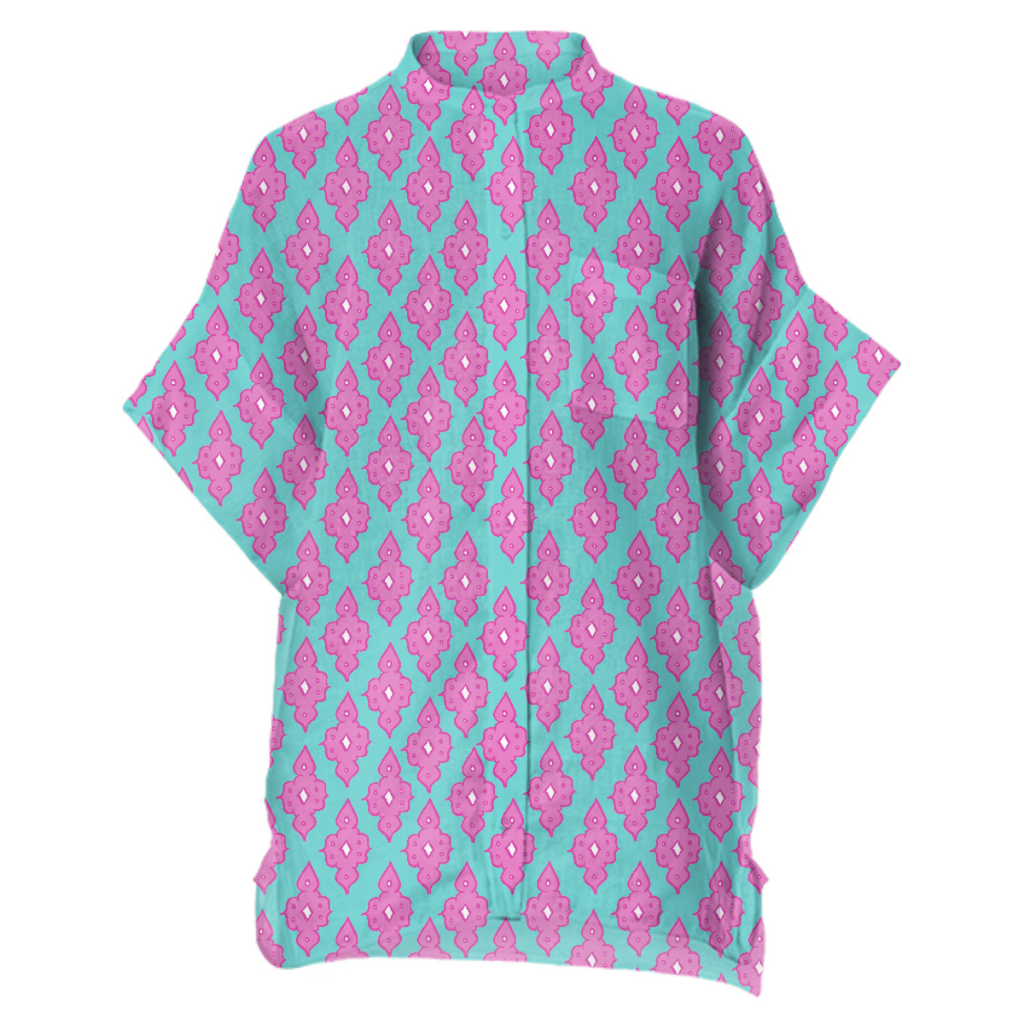 Pink and Aqua Provençal Linen Shirt by Isabela