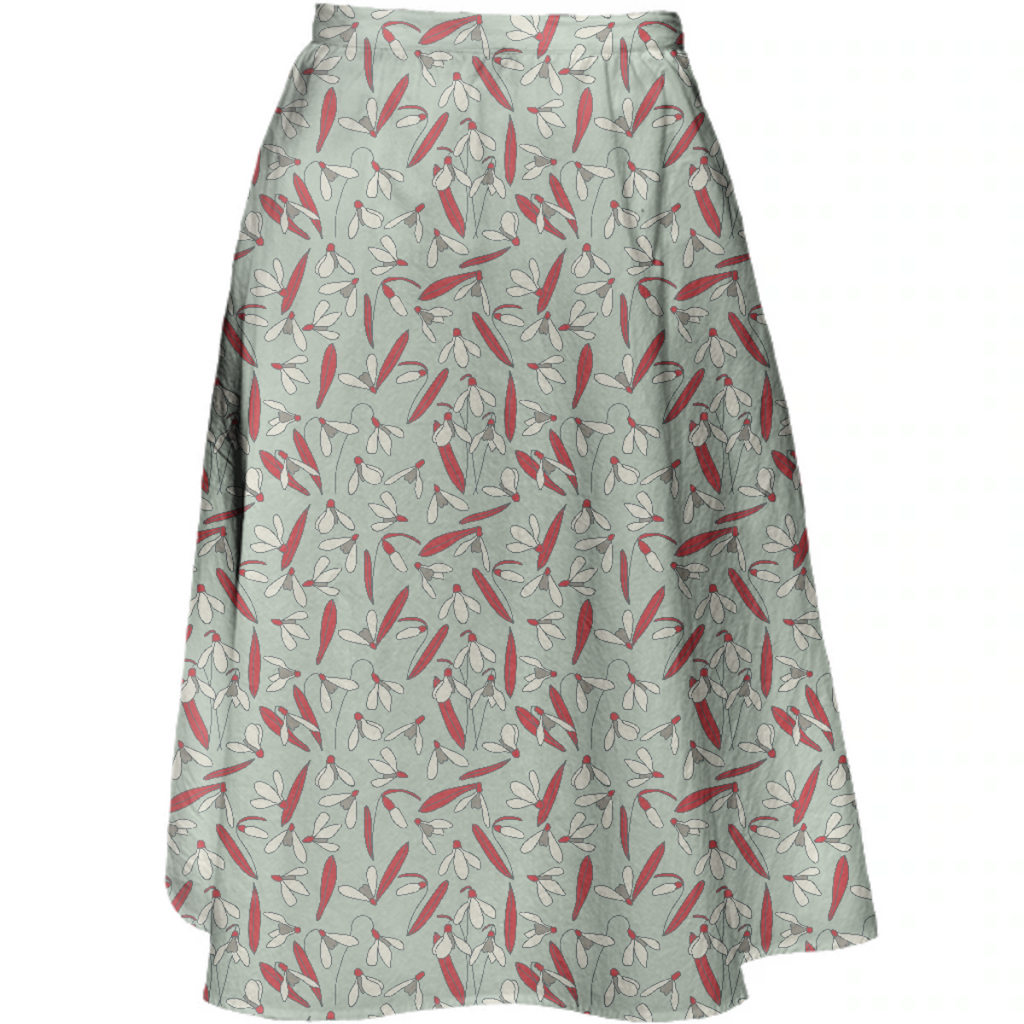 Flowering Snowdrops Midi Skirt