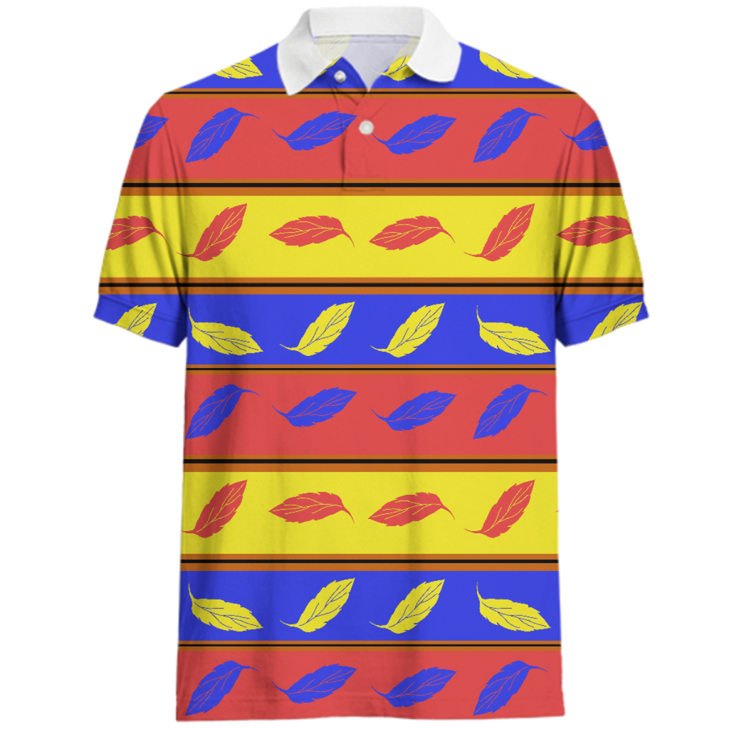 Red Yellow Blue Leaves Polo Shirt