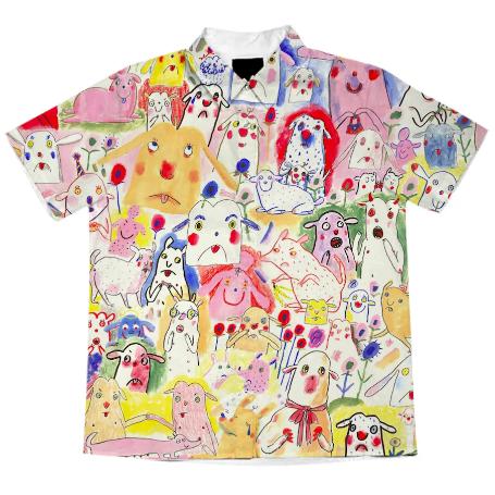 PAOM, Print All Over Me, digital print, design, fashion, style, collaboration, gentlethrills, Short Sleeve Workshirt, Short-Sleeve-Workshirt, ShortSleeveWorkshirt, DOGS, shirt, spring summer, unisex, Cotton, Tops