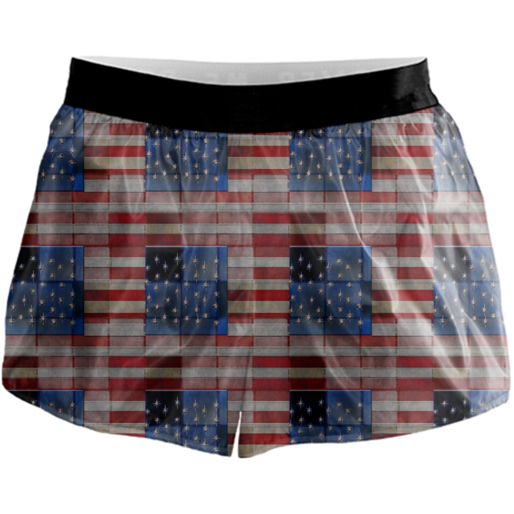 Vintage American Flag Running Shorts
