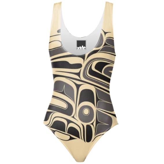 Black on Sand Mosquito Drummer One Piece Swimsuit