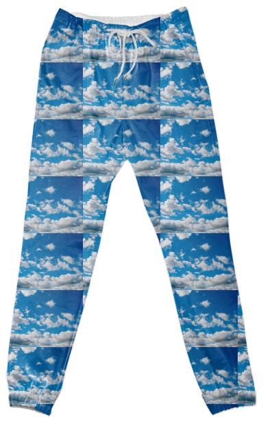 Bright Blue Sky Pattern Cotton Pants
