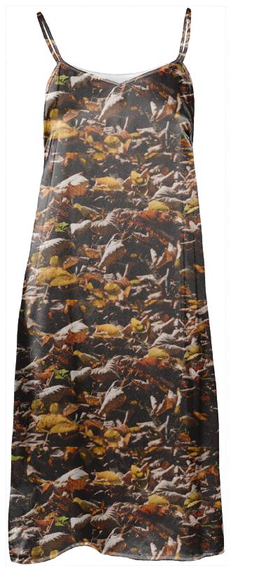 Autumn Leaves Pattern Slip Dress