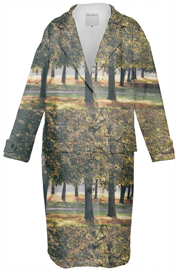 Autumn Trees Pattern Neoprene Trench