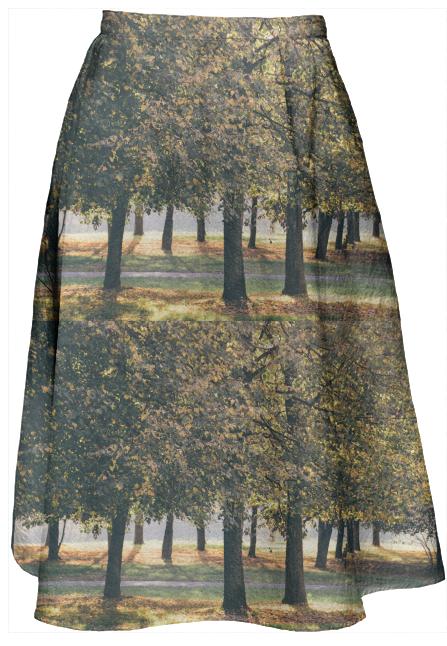 Autumn Trees Pattern Midi Skirt
